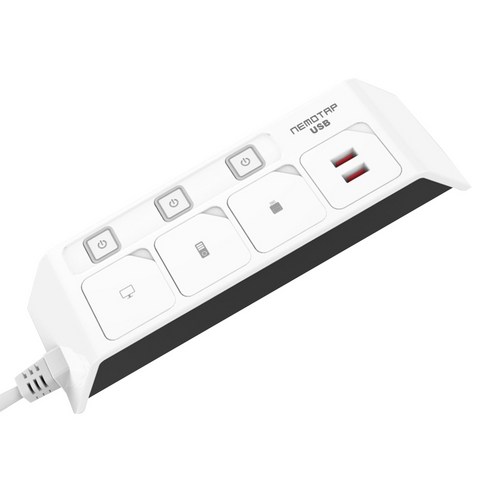 네모탭 개별형 멀티탭 3구 USB 2포트 NB-3 USB 블랙, 1.5m, 1개