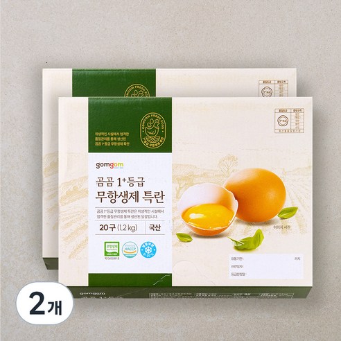 곰곰 1+등급 무항생제 특란, 20구, 2개