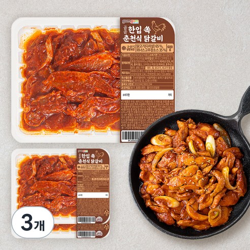 곰곰 한입 쏙 춘천식 닭갈비 (냉장), 600g, 3개