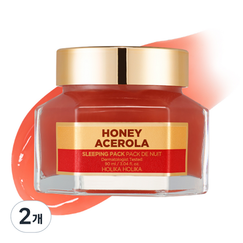 홀리카홀리카 꿀피부 슬리핑팩 아세로라 꿀 리뉴얼, 2개, 90ml