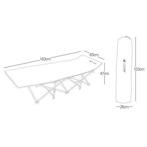 조아캠프 고강도 접이식 야전침대 CE496 + 전용가방, 블랙