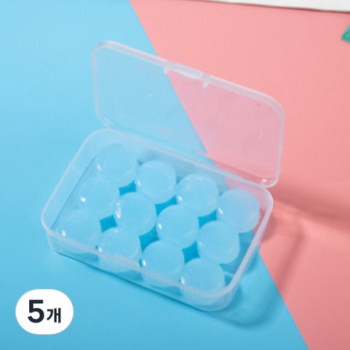 이어대미 수면 소음 차단 수영 실리콘 귀마개 블루, 5개, 12개입