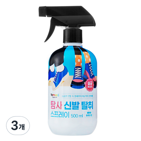 탐사 신발 스프레이형 탈취제 베이비파우더향, 3개, 500ml