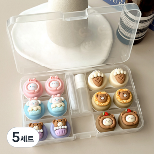특별한상점 요일별 6개 귀여운 콘택트렌즈 케이스 흡착봉 집게 세트, F, 5세트