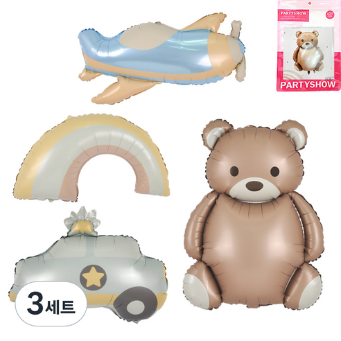파티쇼 크림 은박 풍선 4종세트, 혼합색상, 3세트