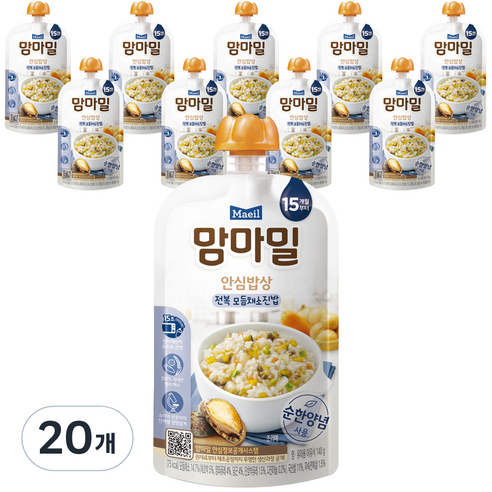 맘마밀 안심밥상 레토르트이유식, 전복 모듬채소진밥, 140g, 20개 전복 모듬채소진밥 × 140g × 20개 섬네일