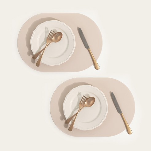 쓰임 데일리 실리콘 테이블매트 2p, 베이지핑크, 420mm x 290mm x 높이 2mm