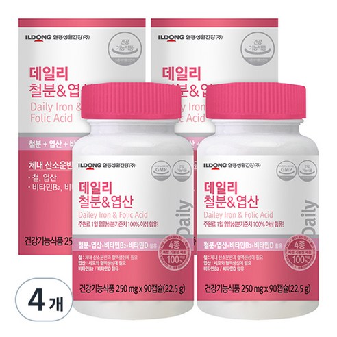 한미헬스케어 데일리 철분 & 엽산, 90정, 4개