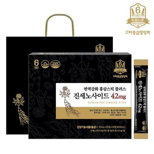 고려홍삼중앙회 면역강화 홍삼스틱 플러스 진세노사이드 42mg + 쇼핑백, 10포, 10ml, 3개 홍삼/인삼