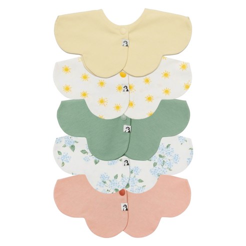 코니 롤링 턱받이 5종 세트, 버터옐로우 + 선샤인 + 딥세이지그린 + 블루플라워 + 살몬, 1세트