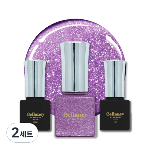 벨랑시 원스텝 젤네일 5ml + 젤네일 베이스 5ml + 젤네일 탑 5ml 세트, 2세트, 벨랑시 베이스 5ml+SN 38 퍼플 글리터 5ml+벨랑시 탑 5ml