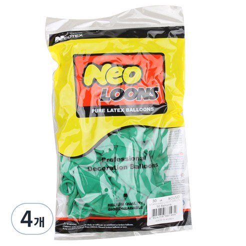 네오룬스 30cm 라운드풍선 50p, 스탠다드 라이트그린, 4개