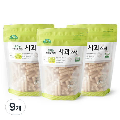 오가닉스토리 유기농 현미로 만든 사과 스낵, 60g, 9개