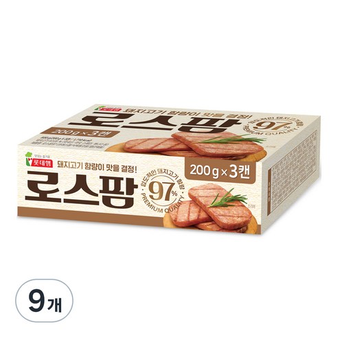 롯데햄 로스팜 97%, 200g, 9개
