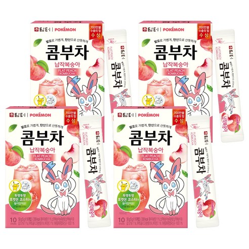 담터 포켓몬 납작복숭아 콤부차, 5g, 10개입, 4개