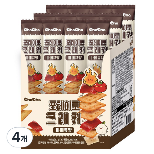 ChaCha 포테이토 크래커 바베큐향 12p, 4개, 612g