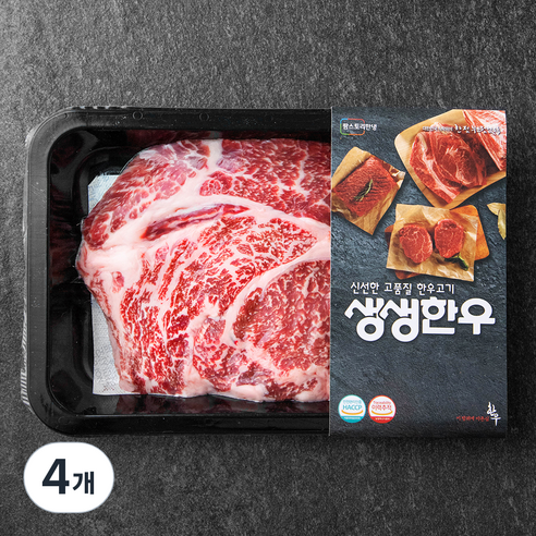 생생한우 1등급 등심 구이용 (냉장), 200g, 4개