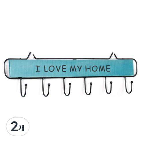 제이아울 러브마이홈 철제 옷걸이 6칸, 파란색, 2개