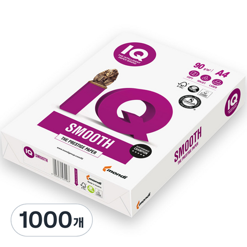 몬디 IQ SMOOTH ColorLok 높은평활 정밀평탄 복사용지 90g, A4, 1000개