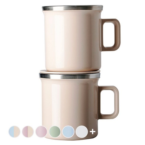 JVR 모노 스텐머그컵 360ml 2p 세트, BEIGE, 1세트