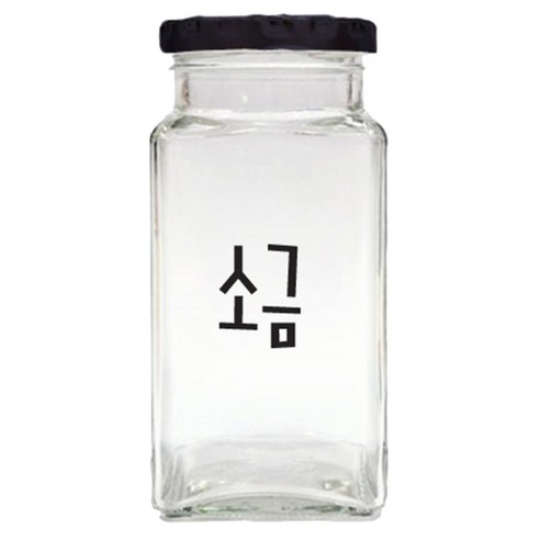 사각블랙뚜껑 양념통 모던한글 소금, 270ml, 1개