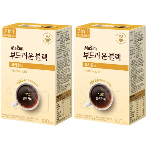 맥심 모카골드 부드러운 블랙 커피믹스, 100개입, 2개