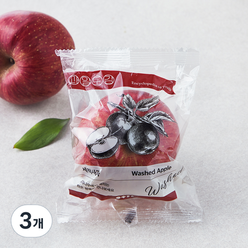 과일도감 세척사과, 214g 이상(중과, 1입), 3개 과일도감 세척사과, 214g 이상(중과, 1입), 3개