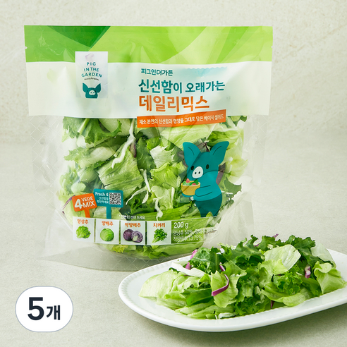피그인더가든 신선함이 오래가는 데일리믹스, 200g, 5개