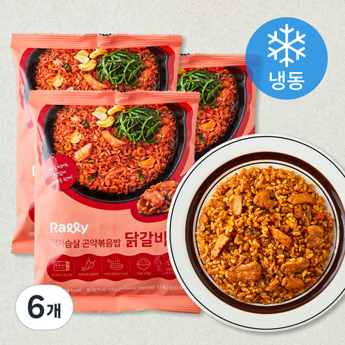 Rally 닭가슴살 곤약볶음밥 닭갈비맛 (냉동), 200g, 6개