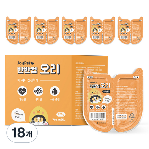 조이펫 고양이 반반컵 간식캔, 오리, 70g, 18개