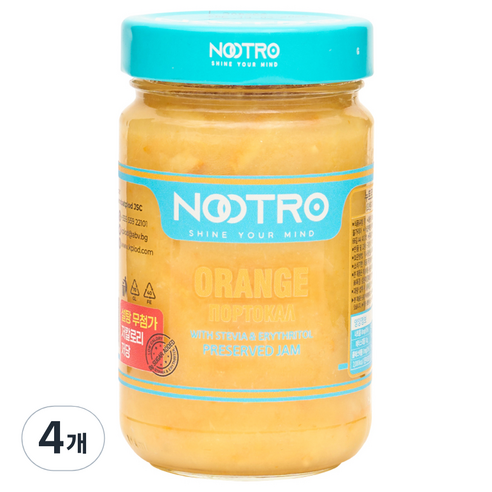 누트로 저당 저칼로리 스테비아 오렌지잼, 300g, 4개
