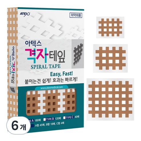 아텍스 스포츠 근육 격자테이프 C타입 44 x 52 mm, 40개입, 6개