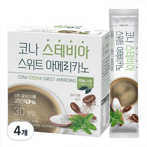 모카씨엔티 코나 스테비아 스위트 아메리카노 커피믹스, 2g, 30개입, 4개