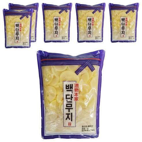 토호식품 백단무지 슬라이스, 1kg, 6개