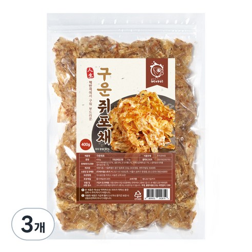 해야미 구운 쥐포채, 400g, 3개