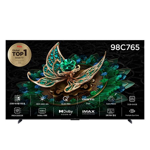 TCL 4K UHD QD Mini LED 스마트TV, 247.7cm(98인치), 98C765, 스탠드형, 방문설치