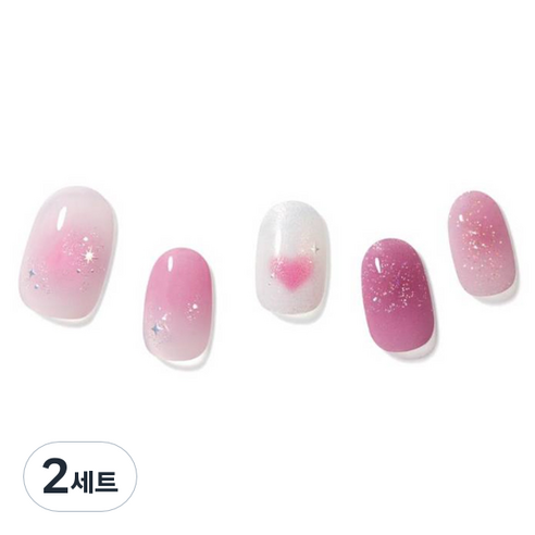 데싱디바 글로우 네일스티커 세트, 러브 스파클, 2세트