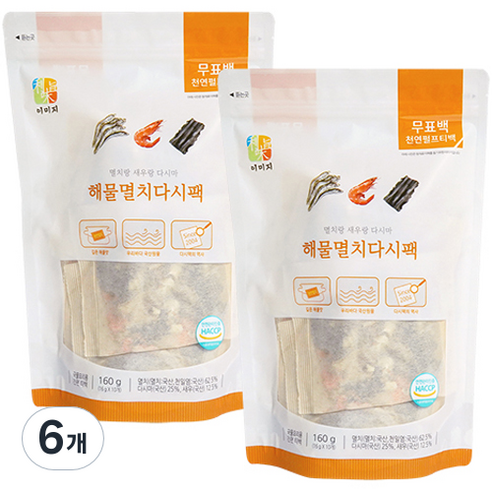 석하 해물 멸치 다시팩 10p, 160g, 6개