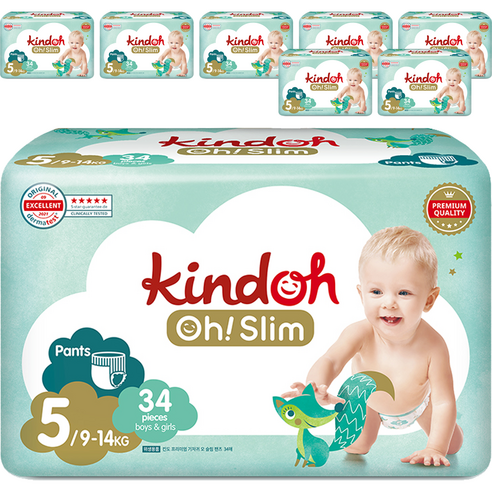 킨도 프리미엄 오슬림 팬티형 기저귀 특대형 5단계(9~14kg), 272매, 특대