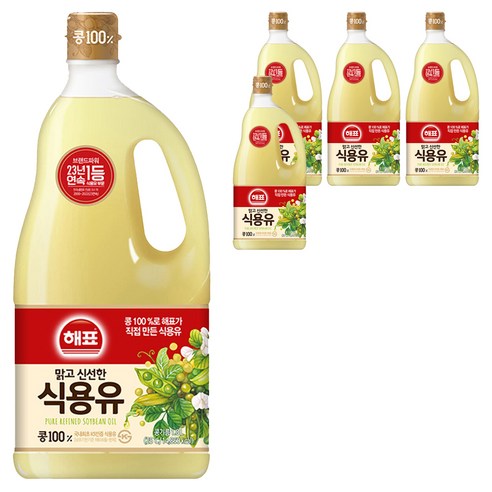 해표 콩기름 식용유, 1.8L, 5개