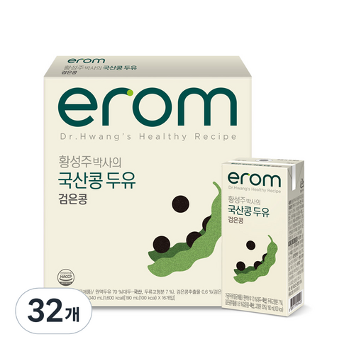 이롬 황성주 박사의 국산콩 두유 검은콩, 190ml, 32개 유제품/아이스크림 이롬 황성주 박사의 국산콩 두유 검은콩, 190ml, 32개 유제품/아이스크림