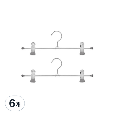 마와 논슬립 치마 바지 걸이 클립형 K30D, 실버, 6개