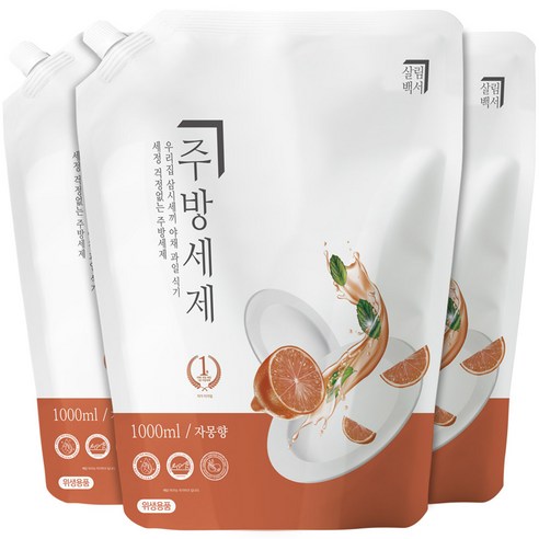 살림백서 주방세제 자몽향 리필, 3개, 1000ml