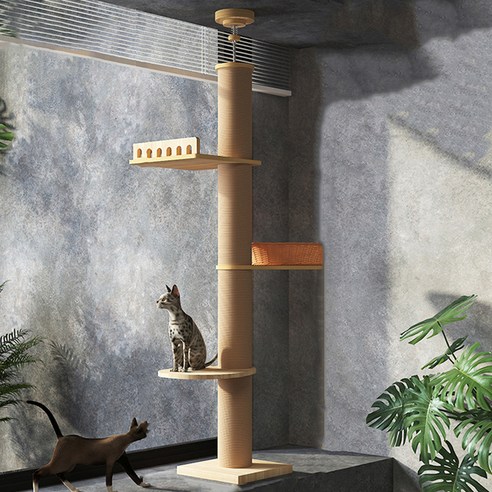 큐러스펫 고양이 스크래쳐 기둥형 캣타워, 혼합색상, 1개