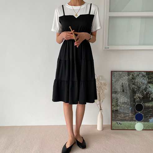 뷔스티에원피스 뷔스티에원피스 순이들 여성 민소매 벨트 롱 원피스 메이첼 캉캉 플레어 데일리 반팔 원피스 00001