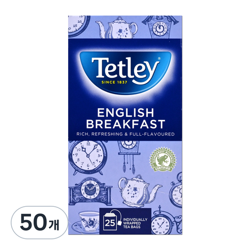 테틀리 잉글리쉬 브렉퍼스트 티백, 2g, 50개