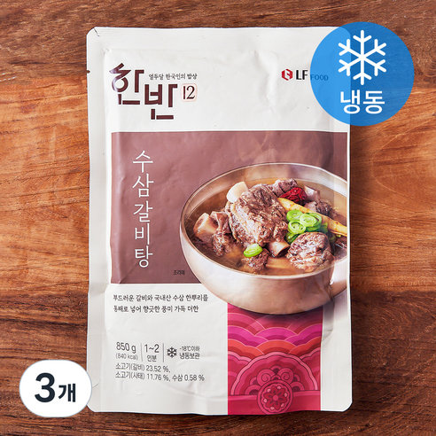한반 수삼 갈비탕 (냉동), 850g, 3개
