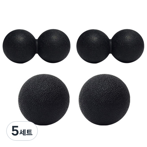 에어서핑 지압 마사지볼 싱글 2p + 땅콩 2p 세트, 블랙, 5세트