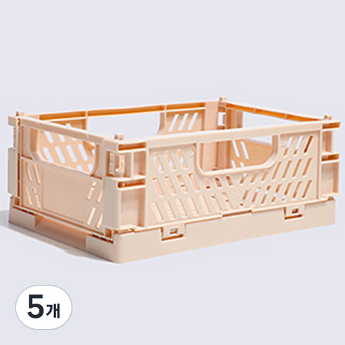 다용도 수납 정리 폴딩 박스 S, 연핑크, 5개