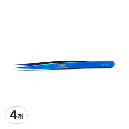 비투스 속눈썹 핀셋 MCS-12, 블루, 4개